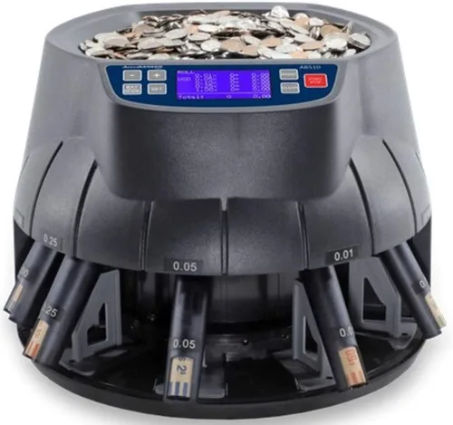Vista 3 de AccuBANKER AB510 - Máquina clasificadora de monedas y envoltura con panel de control digital e impresora térmica MP10