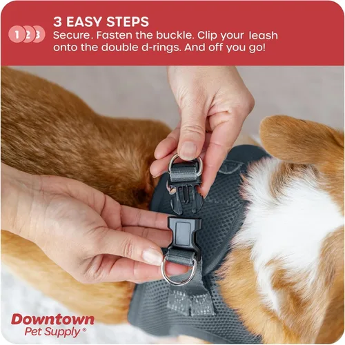 Vista 85 de Downtown Pet Supply Arnés para perro Step-in – Sin tirones, malla acolchada ajustable con ribete reflectante, correa de hebilla segura – Arnés