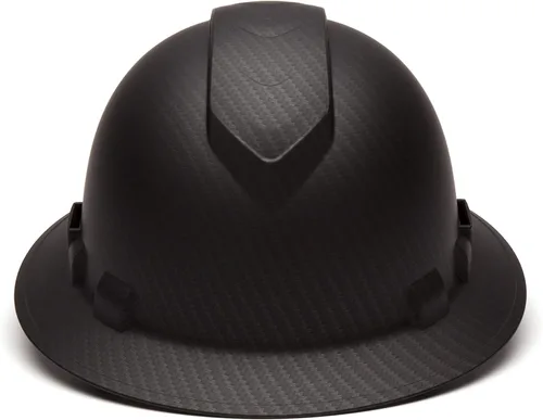 Vista 3 de Pyramex Ridgeline - Casco duro de ala completa, ventilado, suspensión de trinquete de 4 puntos, patrón de grafito negro mate