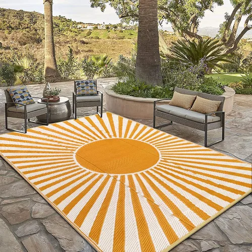Vista 24 de Anidaroel Alfombra de área para exteriores para patio, 4 x 6 pies, impermeable, reversible, alfombra de paja de plástico para exteriores, alfombra