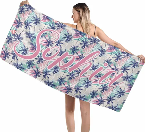 Vista 42 de MyPupSocks Toallas de playa para niñas, toallas personalizadas de teñido anudado con nombres para niños y adultos, toallas de playa personalizadas