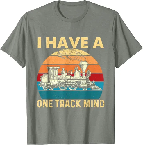 Vista 27 de Camiseta con texto en inglés "I Have A One Track Mind - Trainspotter Model Train Railroad, Negro, S