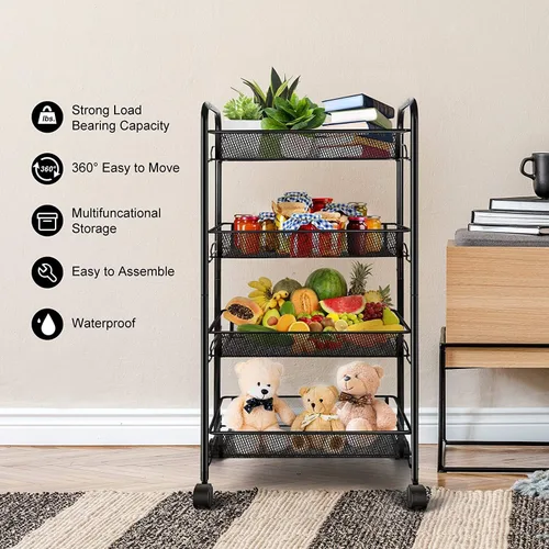 Vista 2 de Simpli-Magic Carrito de almacenamiento de 4 niveles con cestas fijas