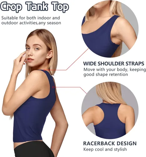 Vista 5 de KCDDUMK 4 piezas de camiseta básica sin mangas con espalda cruzada corta de algodón para mujer