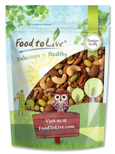 Vista 8 de Food to Live Mezcla prémium de cuatro nueces, 8 onzas, una mezcla de pistachos tostados secos, almendras, nueces, anacardos y almendras con sal