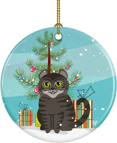 Vista 24 de Caroline's Treasures Árbol de Navidad de gato asiático, adorno de cerámica para colgar en el árbol de Navidad, decoración para el hogar, Navidad