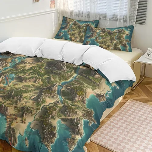 Vista 12 de World - Juego de funda de edredón tamaño matrimonial, juego de funda de edredón supersuave de artes visuales, juego de ropa de cama de microfibra