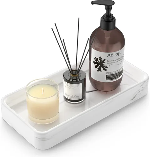 Vista 13 de Gurygo Bandeja de jabón de cerámica de 8" para cocina - Bandeja de tocador rectangular pequeña para baño - Bandeja para mostrador y tocador