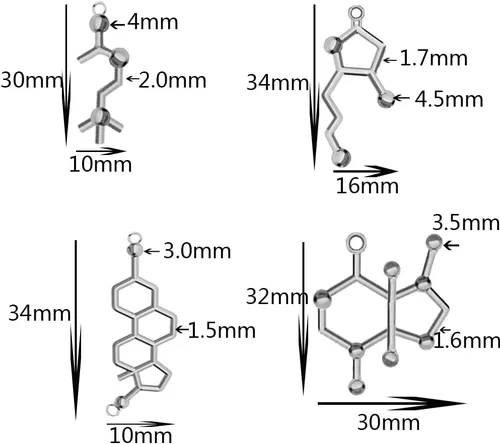 Vista 2 de Collar de dopamina, serotonina, Thc, molécula para mujer, juego de 8 piezas, ciencia médica, química, dijes, accesorios para hacer joyas