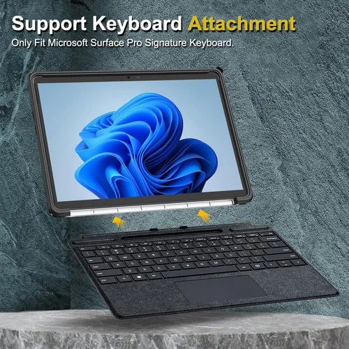 Vista 7 de Fintie Funda Rígida para Microsoft Surface Pro 11/10/9 de 13 Pulgadas - Funda Folio Resistente a Golpes con Carcasa Trasera Transparente Compatible