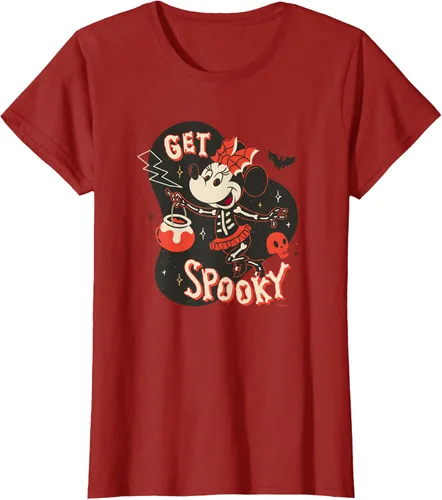 Vista 68 de Disney Disfraz de esqueleto de Minnie Mouse para Halloween, camiseta espeluznante Negro