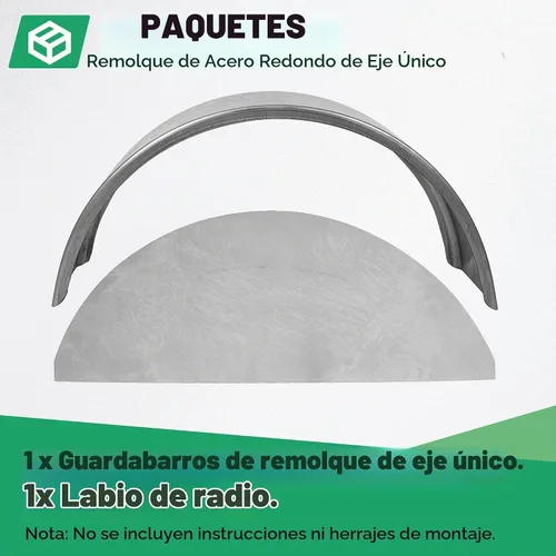 Vista 6 de HECASA Guardabarros de remolque redondo de acero de un solo eje y parte trasera de guardabarros para ruedas de 14 a 16 pulgadas de diámetro - 32 x 9