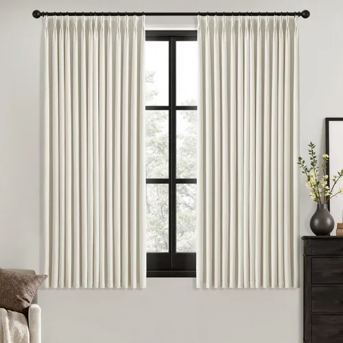 Vista 33 de MIULEE - Cortinas de lino beige con pliegues a presión 100% opacas para dormitorio, cortinas de ventana con memoria y bloqueo de luz para oscurecer