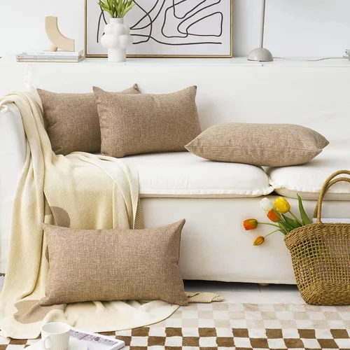 Vista 52 de Home Brilliant Funda de almohada de lino de 18 x 18 pulgadas, almohada decorativa para cama, sofá, sala de estar, 1 unidad, color gris ceniza