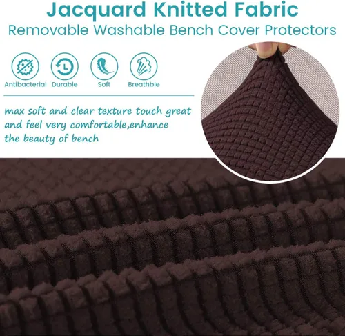 Vista 6 de Beacon Pet Fundas de jacquard para banco de comedor, funda tapizada de elastano suave y elástica, extraíble y lavable para sala de estar, Marrón