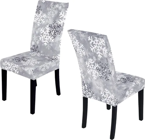 Vista 19 de Fundas para sillas de Navidad, fundas elásticas para sillas, fundas protectoras lavables para comedor, ceremonia, hotel, ChrismasBell - Paquete de 2