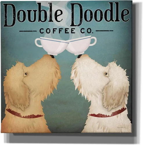 Vista 12 de Epic Graffiti 'Doodle Coffee Double III' por Ryan Fowler, arte de pared en lienzo giclée, 12 x 12 pulgadas