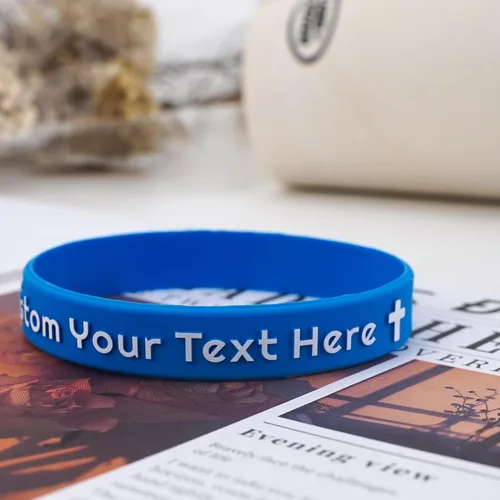 Vista 5 de 10/30/50/100 pulseras de silicona personalizadas para eventos, fiestas, conciencia, pulseras multicolor personalizadas a granel Texto en relieve