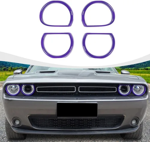 Vista 12 de RAZPOY Cubierta de lámpara de faro delantero para accesorios Challenger, cubierta de biseles de faros delanteros, decoración de luz exterior