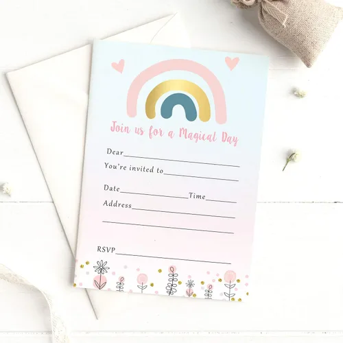Vista 2 de 30 invitaciones fiesta de cumpleaños baby shower Boho Rainbow papel fotográfico