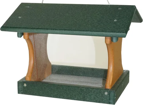 Vista 2 de DutchCrafters Comedero colgante pequeño para pájaros (verde césped y cedro)