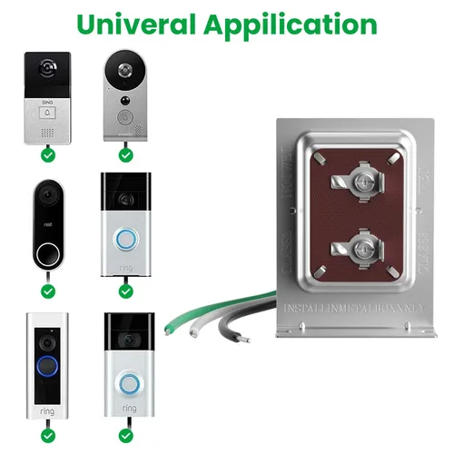 Vista 2 de Transformador de timbre de 16 V 30 VA compatible con timbre de video con anillo con cable, pieza de repuesto para timbre de puerta transformador