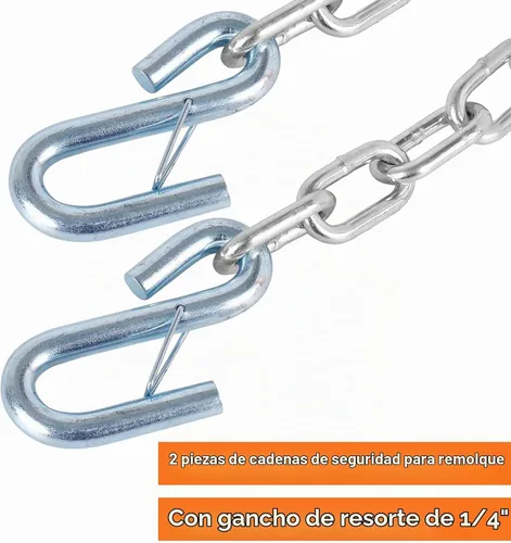 Vista 2 de Cadena de seguridad para remolque de barco de acero grado 30 de 1/4" X 27" con ganchos de resorte de 5000 lbs, 2 piezas (1/4" X 27")