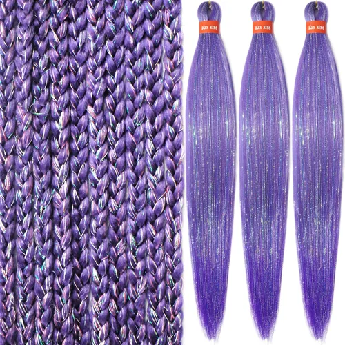 Vista 76 de Cabello trenzado preestirado ombré, extensiones de cabello trenzado sedoso, sin picazón, trenzas de cabello trenzado de ganchillo con textura Yaki