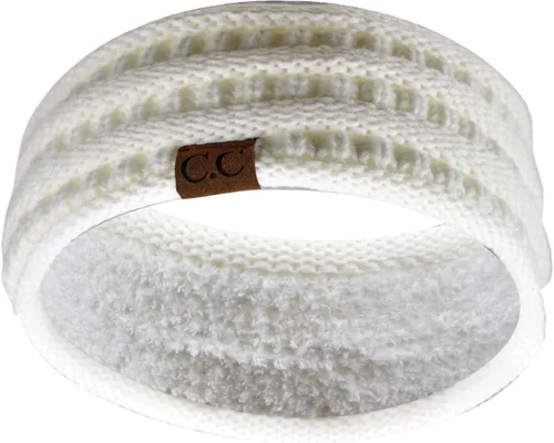Vista 111 de C.C Cintillo elástico suave con punto trenzado para invierno, con forro mullido para el pelo, para calentar las orejas Negro