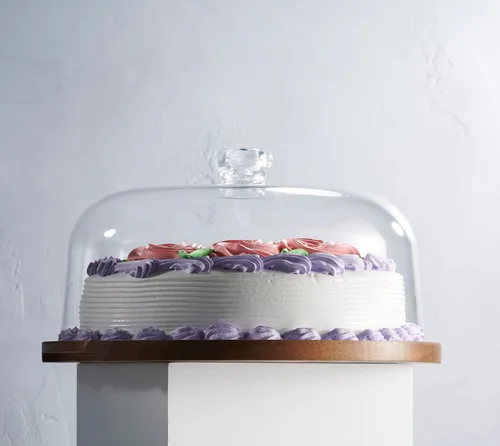 Vista 6 de Godinger - Soporte para tartas, plato para servir tartas con cúpula, madera de acacia y tapa acrílica a prueba de roturas