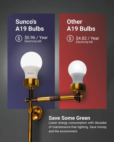 Vista 3 de Sunco - Bombillas ámbar para dormir, bloqueo de luz azul, A19 de 9 W (equivalente a 60 vatios), bombillas tenues para lámpara, bombilla cálida