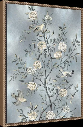 Vista 2 de Amanti Art Lienzo enmarcado para pared, 24 x 18 pulgadas, chinoiserie en plata III por Renee Campbell, lienzo enmarcado para pared, obras de arte