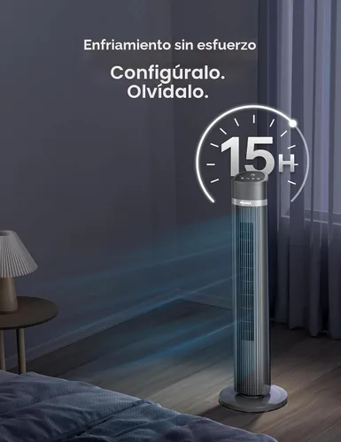Vista 6 de PELONIS Ventilador de torre sin aspas de 40 pulgadas para dormitorio, ventilador de pie con control remoto, 26 pies/s, oscilación de 90°, 3 ajustes