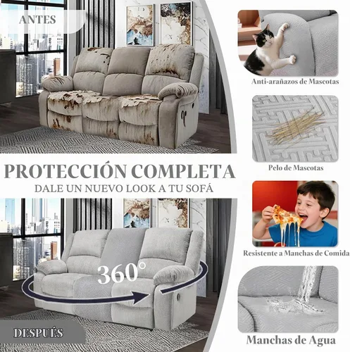 Vista 5 de Fundas de sofá reclinable seccional 100% impermeables para sofá reclinable en forma de L, funda de sofá modular de esquina en forma de L, fundas