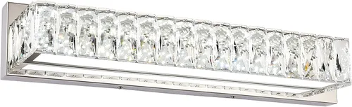 Vista 10 de Luces de tocador de cristal para baño, barra de luz LED de 18 W, accesorios de iluminación cromados modernos sobre espejo para baño de 22.8 pulgadas
