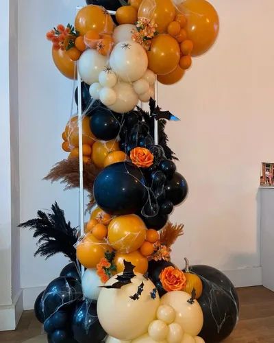 Vista 7 de Kit de arco de guirnalda de globos de color naranja quemado, globos de doble relleno naranja y negro para otoño, Acción de Gracias, otoño