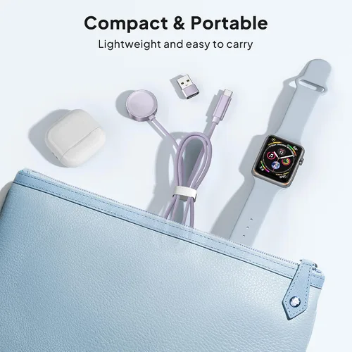 Vista 6 de Elebase Cable de carga para Apple Watch Ultra 4, adaptador de carga Púrpura