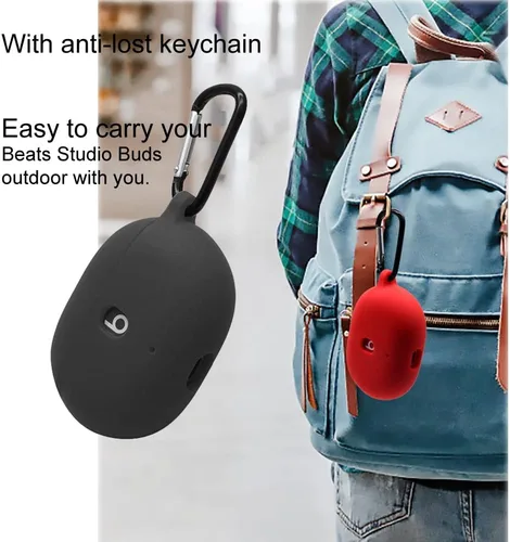 Vista 4 de Funda de silicona para Beats Studio Buds 2021/2023, funda premium a prueba de golpes de silicona para los nuevos auriculares Beats Studio con Negro