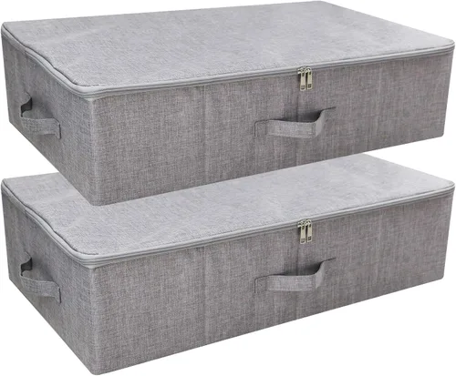 Vista 8 de iwill CREATE PRO Contenedores organizadores plegables de almacenamiento para zapatos debajo de la cama con tapa, cesta organizadora de ropa debajo