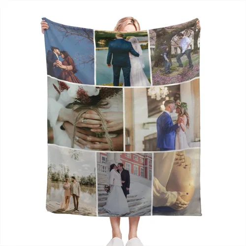 Vista 8 de Manta personalizada con foto, manta personalizada de franela polar para madre, padre, familia, amigos, amantes de mascotas, boda, día de San 1 Foto