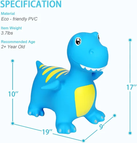 Vista 2 de INPANY Caballo hinchable, juguetes de tolva de dinosaurio, animal que rebota para niños, decoraciones de fiesta de dinosaurios, inflable para niños