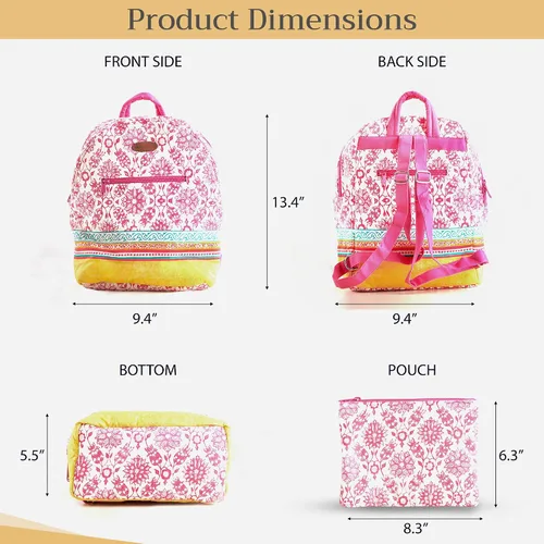 Vista 5 de Maison d' Hermine Mochila para mujeres y hombres, de algodón, multiusos, con bolsa pequeña, ligera, con múltiples bolsillos, 07 - Katmandou