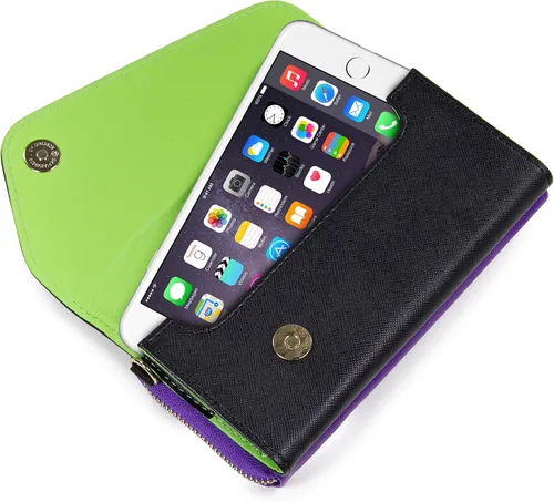 Vista 2 de Kroo Cartera de mano con correa de muñeca y correa cruzada para smartphones o phablets de hasta 57 pulgadas funda de transporte embalaje sin