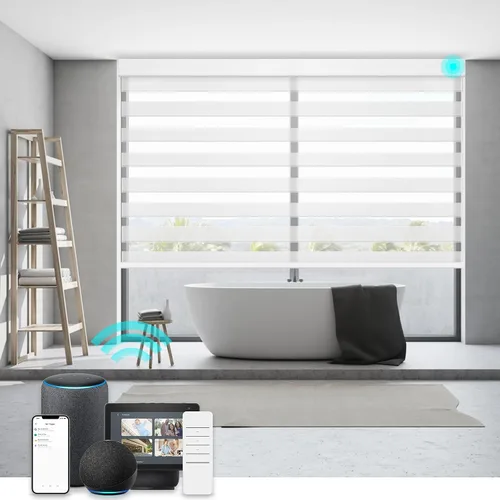 Vista 18 de Persianas de cebra Changshade para ventanas interiores con filtro de luz, persianas de cebra con cordón para puertas corredizas de vidrio