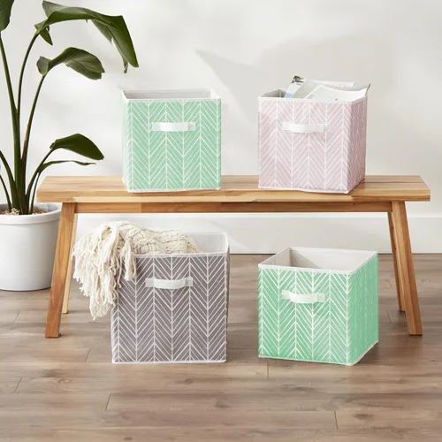 Vista 6 de DII Non Woven Storage Collection - Contenedor de espiga de poliéster, juego pequeño de 2, menta, 2