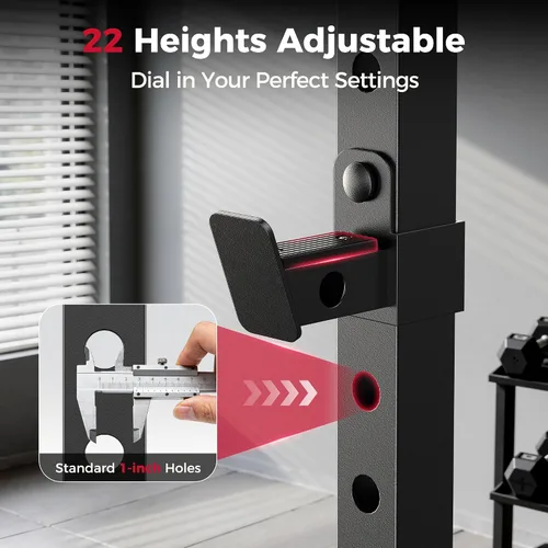 Vista 6 de FLYBIRD SR1 - Estante para sentadillas con barra de dominadas, estante de potencia multifuncional ajustable, soporte de sentadillas de ancho