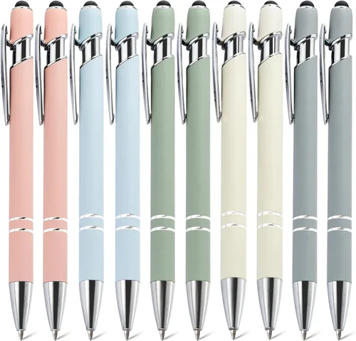 Vista 2 de Bolígrafos personalizados (paquete de 12) – Bolígrafos de metal grabados personalizados con nombre/logotipo, bolígrafos personalizados a granel
