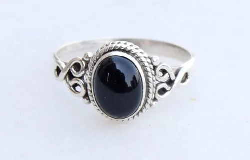 Vista 2 de Black Onyx Stone Ring 925 Sterling Silver Statement Ring For Women Handmade Rings Gemstone Christmas Promise Ring Size US 9 Gift For Her