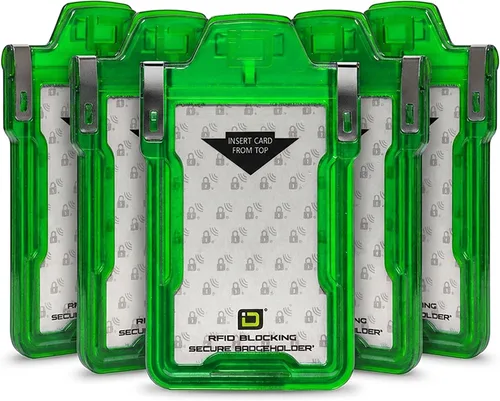 Vista 26 de Identity Stronghold - Soporte seguro para tarjetas RFID para 1 tarjeta, soporte para tarjetas de identificación de plástico duro resistente