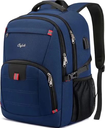Vista 11 de Mochila para portátil de 17.3 pulgadas, mochila grande para computadora con puerto de carga USB, mochila resistente al agua y resistente